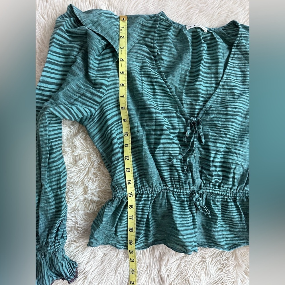 Ulla Johnson Ophelia Cotton Voile Peplum Blouse Teal
Stripe Size 10 - Picture 9 of 16